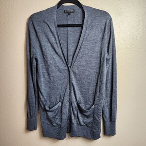 Banana Republic Wmns 100% Merino Wool Gray Buttonfront Boyfriend Cardigan-Size S